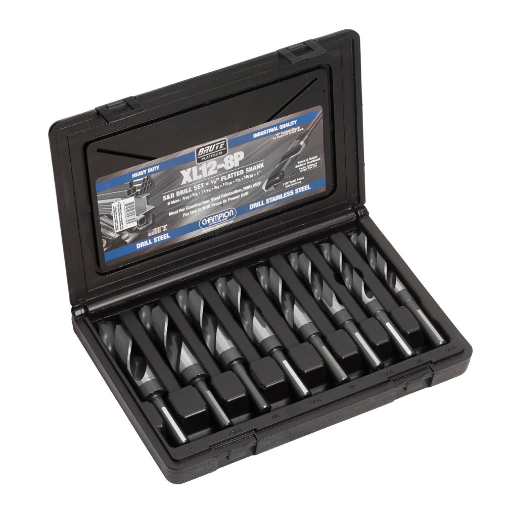 Ensemble de 8 pièces Brute S&D - XL12 avec tailles 9/16 à 1 pour un perçage polyvalent