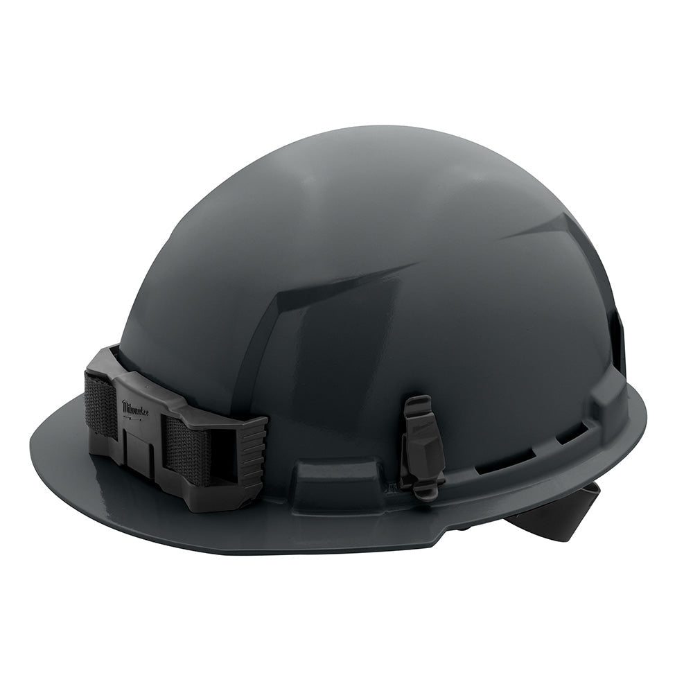Gray Front Brim Hard Hat White/4pt Ratcheting Suspension - Type 1, Class e, 5/PK