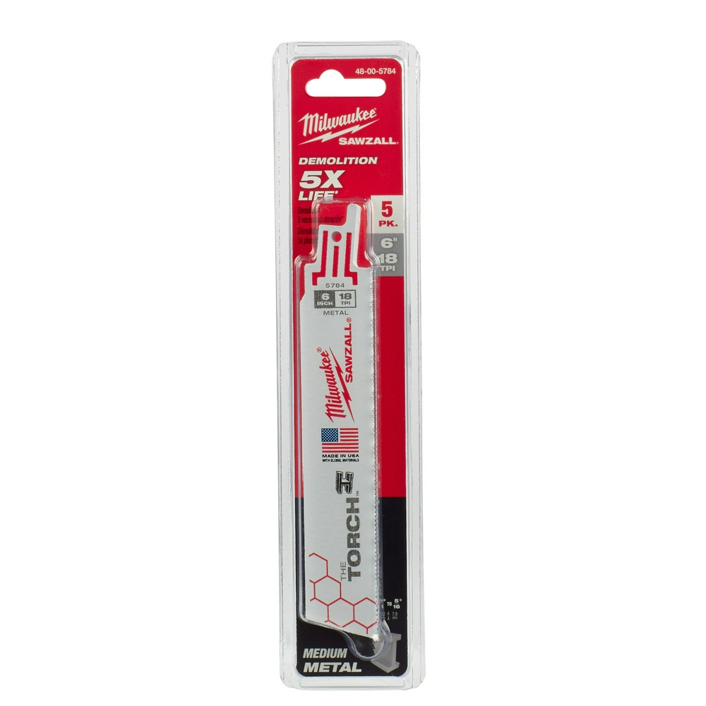 6" 18 TPI Torch SAWZALL Blade For Medium Metal (5 Pack)