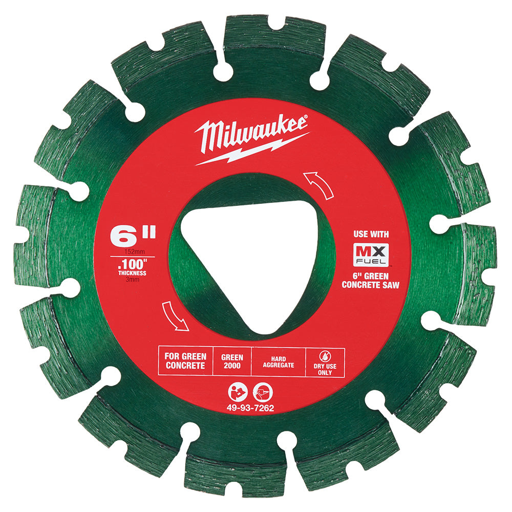 Diamond Blade For Green Concrete 6" x .100" Green