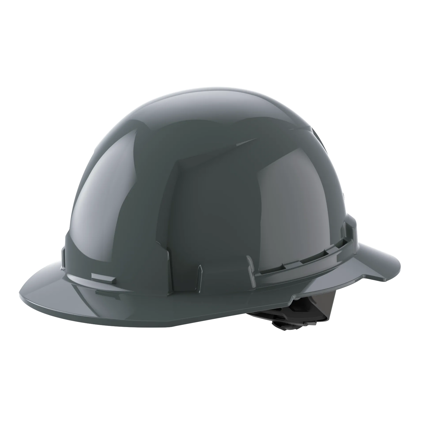 Bolt™ Full Brim Hard Hat White/4pt Ratcheting Suspension - Typ 1 Class e, Gray