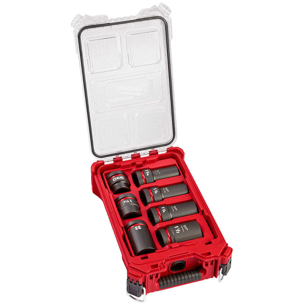 Shockwave Impact Duty™ 1” Drive 7pc mm & Sae Wheel M12 12V Li-Ion Cordless 3.0Ah Battery pack Socket Packout™ Set