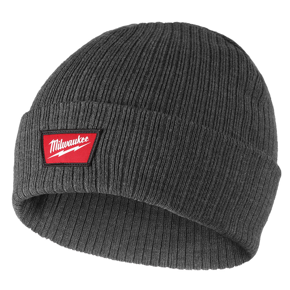 Rib-knit Cuffed Beanie - Gray