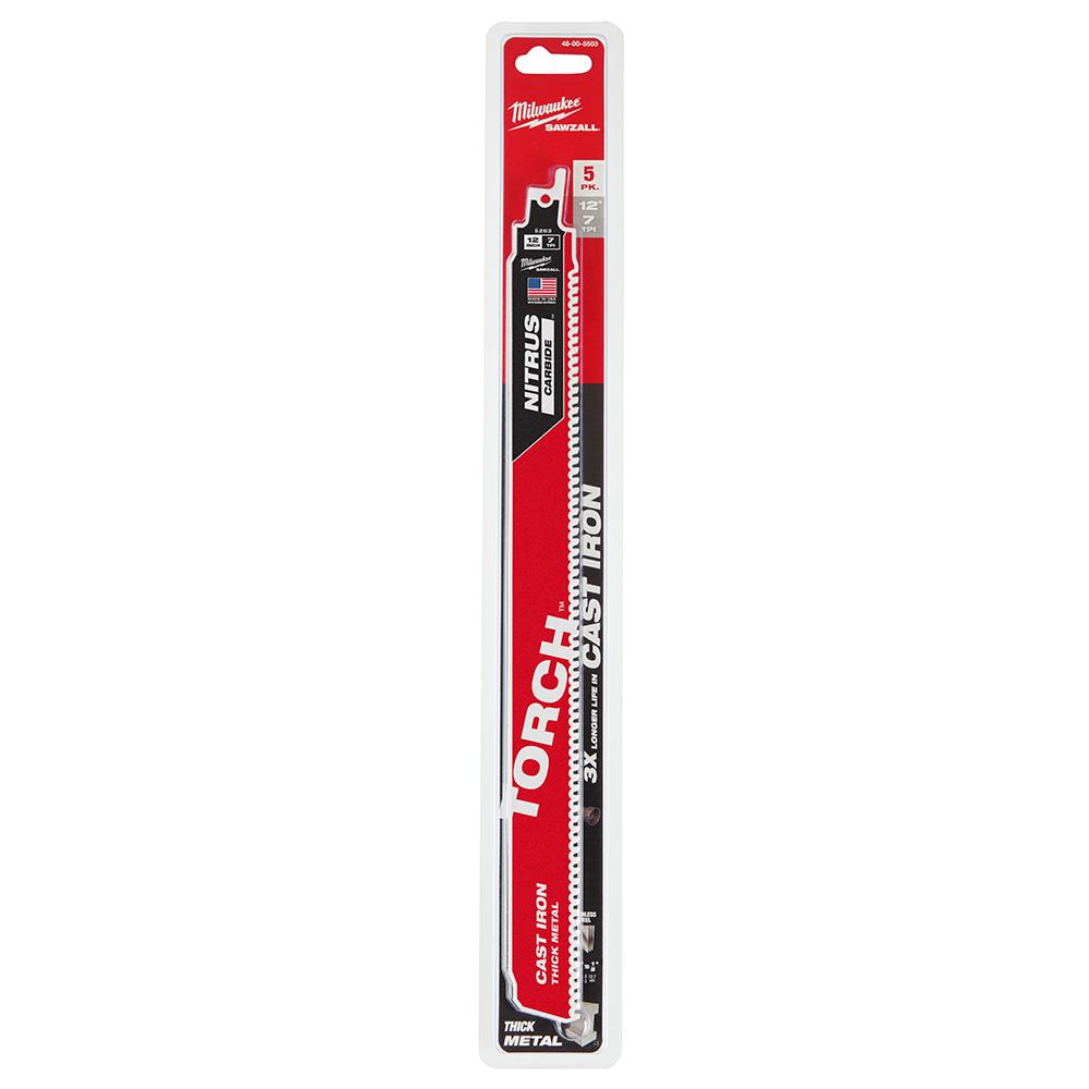 Lame de scie alternative SAWZALL The TORCH avec carbure NITRUS, 12 po, 7 TPI, paquet de 5