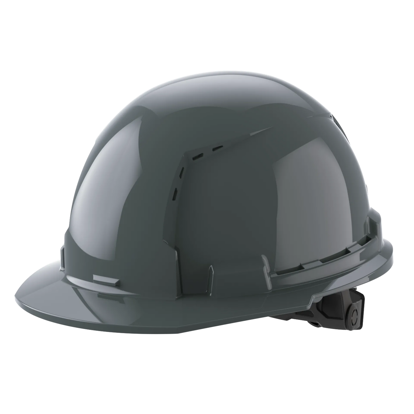 Bolt™ Front Brim Hard Hat White/6pt Ratcheting Suspension, Vented - Type 1, Class e, Gray