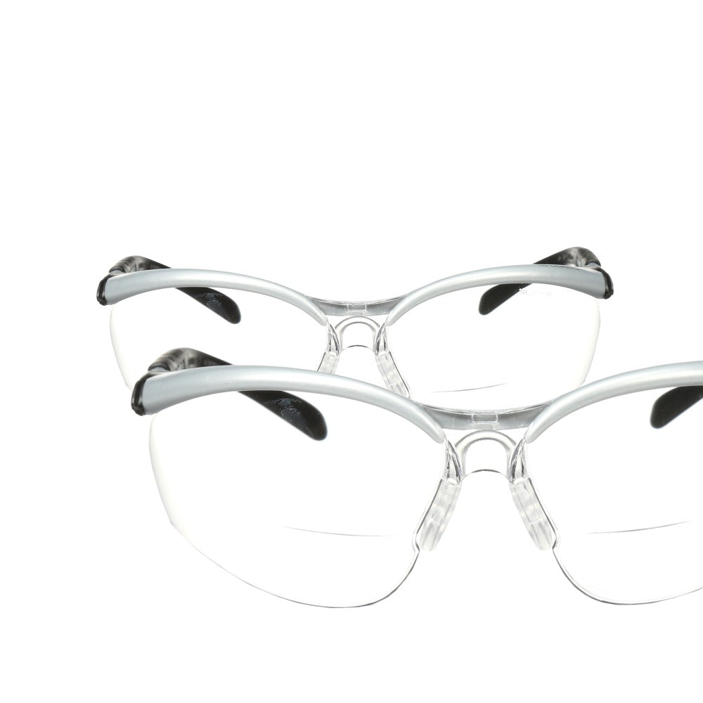 Lunettes de protection 3M™ BX Reader, 11376-00000-20, verres transparents, monture argentée, dioptrie +2,5