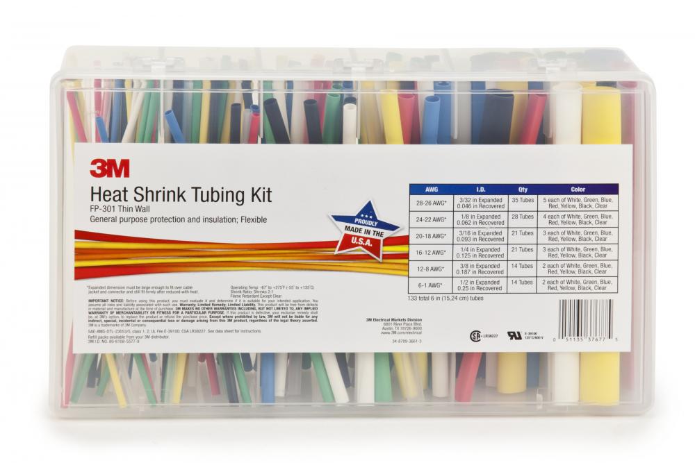 3M™ Heat Shrink Thin-Wall Tubing Kit, FP-301, assorted colours