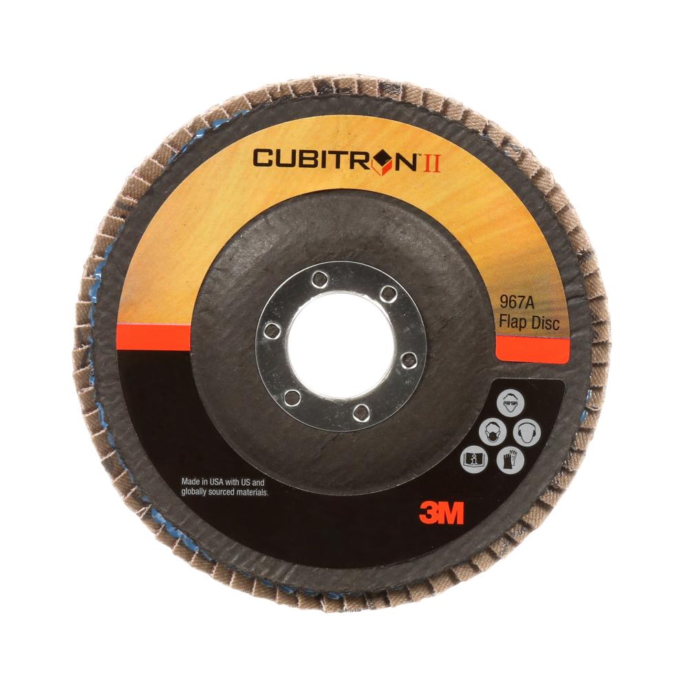 3M™ Cubitron™ II Flap Disc, 967A, T29, Quick Change, 60+, Y-weight, 4-1/2 in x 5/8-11 in, 10/cs