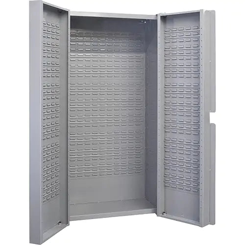 Armoires combinées à portes profondes, avec panneaux suspendus à persiennes pour bacs, 38 po L x 24 po P x 72 po H, gris