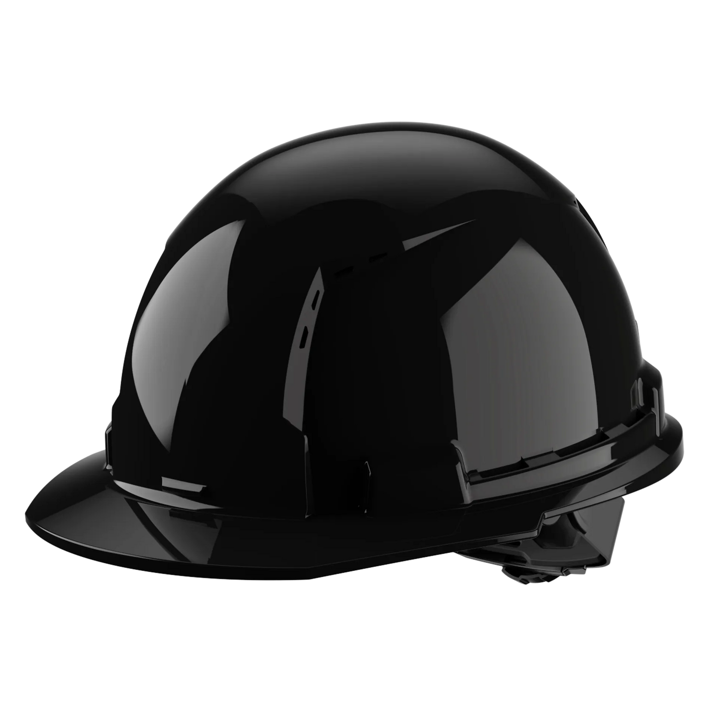Bolt™ Front Brim Hard Hat White/4pt Ratcheting Suspension, Vented - Type 1, Class e, Black