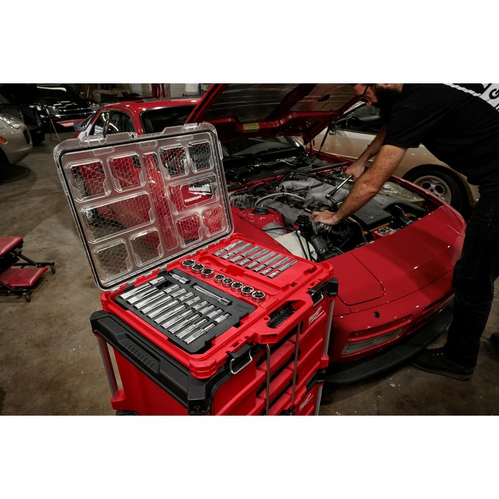 Jeu de clés à cliquet et de douilles de 1/2 po avec organiseur PACKOUT - 47 pièces