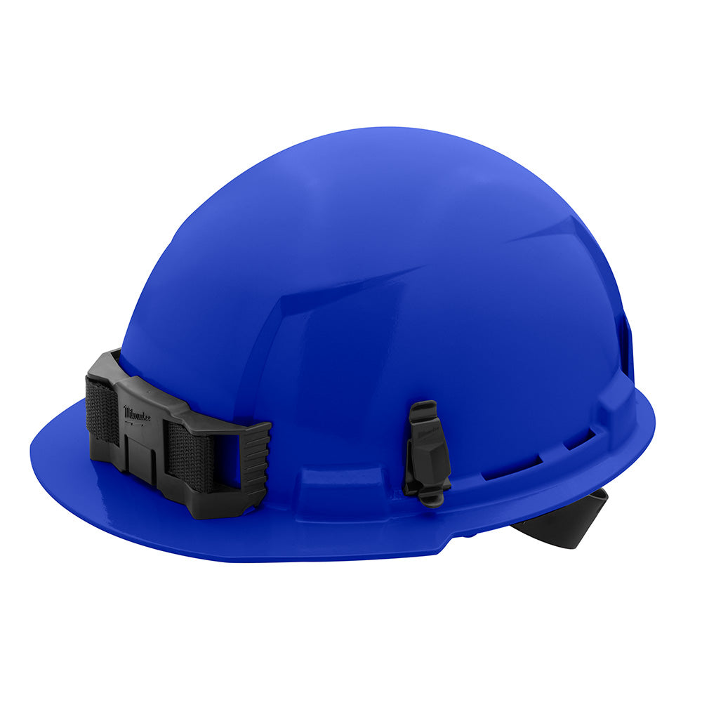 Blue Front Brim Hard Hat White/4pt Ratcheting Suspension - Type 1, Class e, 5/PK