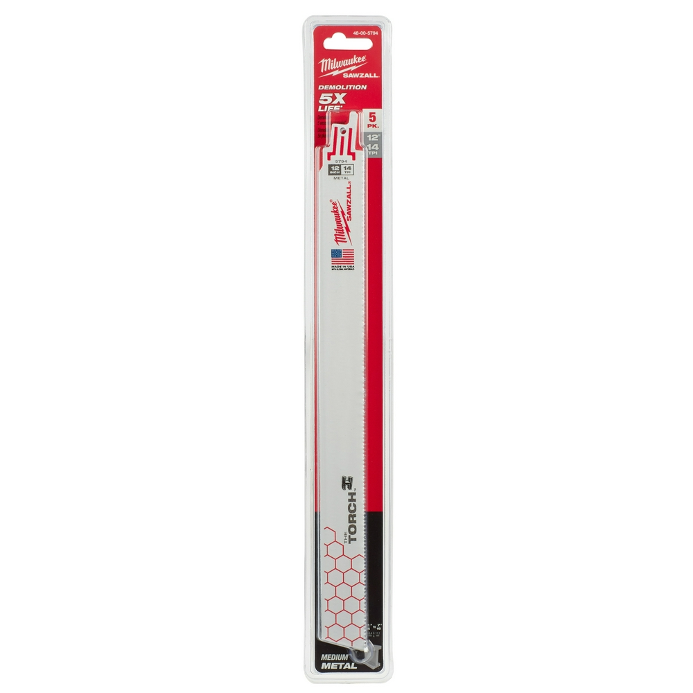 12" 14 TPI Torch Sawzall Blade For Medium Metal (5 PK)