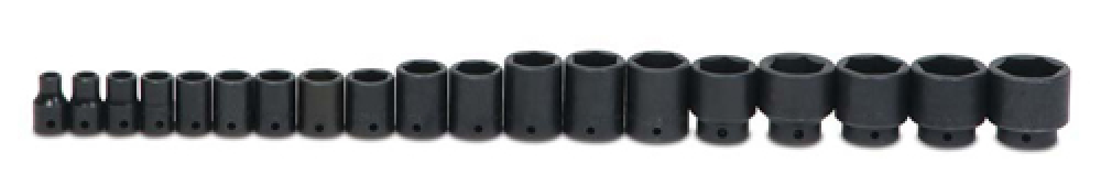 Jeu de 19 douilles peu profondes SAE à 6 pans, entraînement 1/2"
