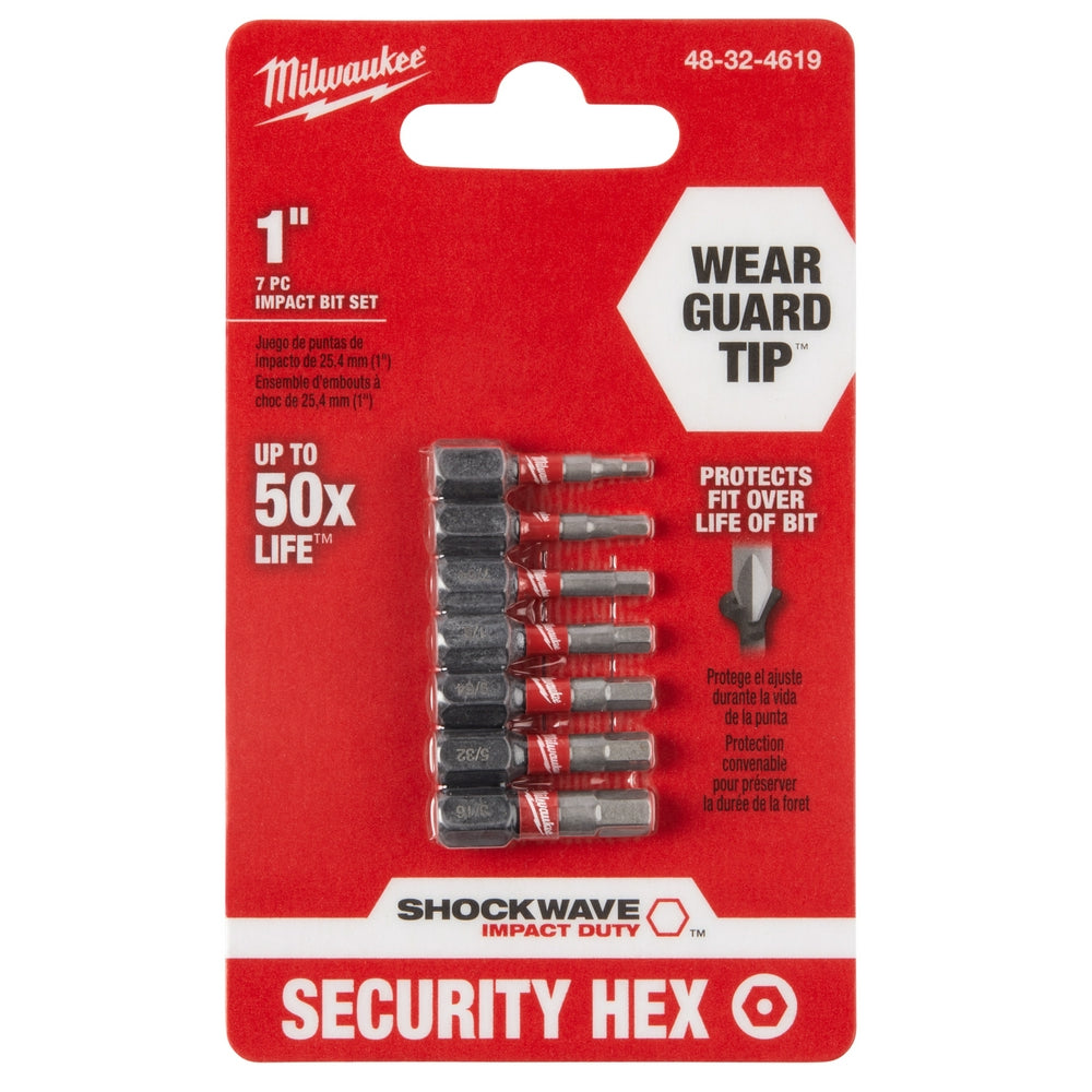 7-piece Shockwave™ Impact Hex Security Insert Bit Set 3pk