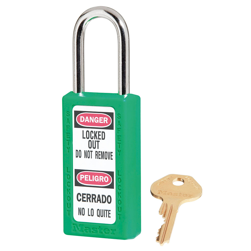 Green Zenex™ Thermoplastic Safety Padlock 1-1/2 In (38Mm) Wide With 1-1/2 In (38Mm) Shackle