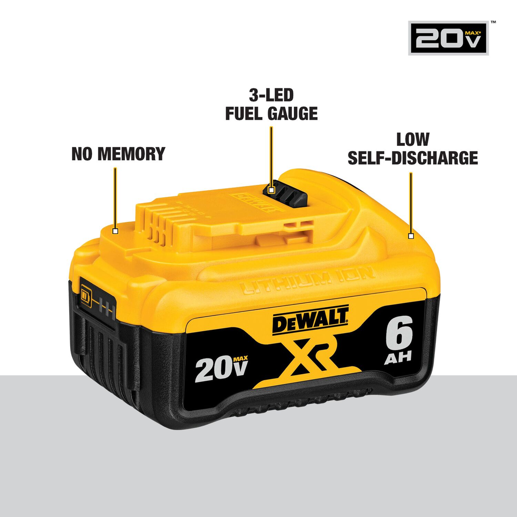 DEWALT 20V MAX* Battery, Premium 6.0Ah Double Pack
