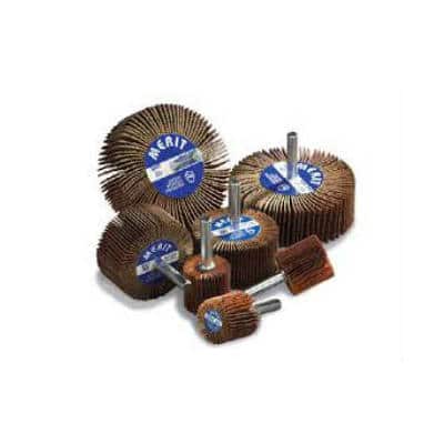 Merit Mounted Flap Wheel - Ceramic, 120 Grit, 2 in Wheel Diameter, 1 in Wheel Width