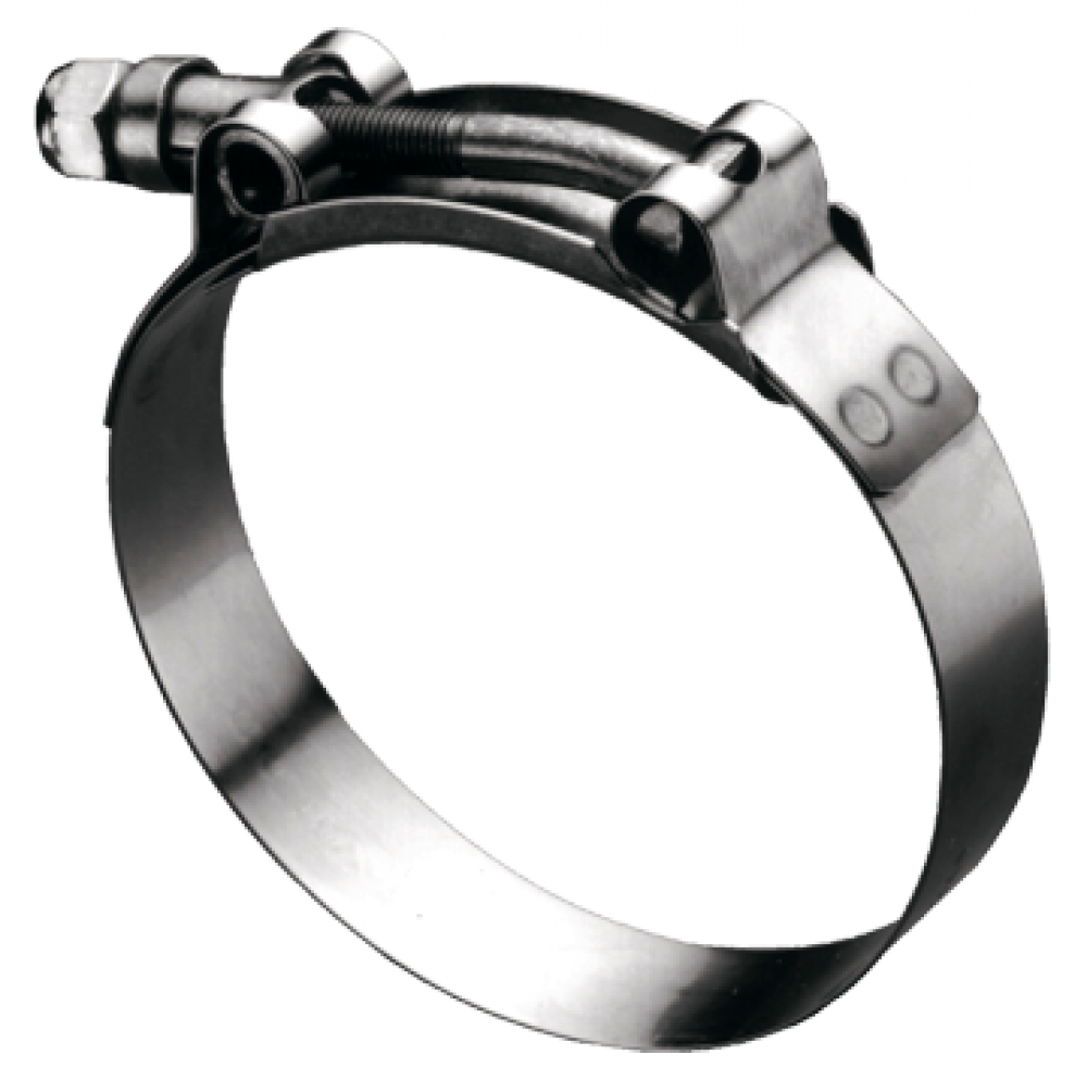 Stainless T-Bolt Hose Clamp, Stainless, 2.19-2.50
