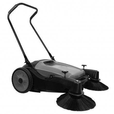 Balayeuse manuelle, largeur de nettoyage de 32 po, 2 brosses latérales, réservoir de 10,5 gal