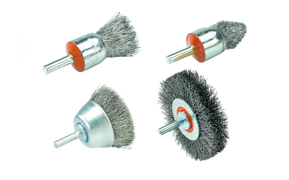 Mounted Brush With Crimped Wires, Grade: Straight, 3/4 In. Wire: .014in.