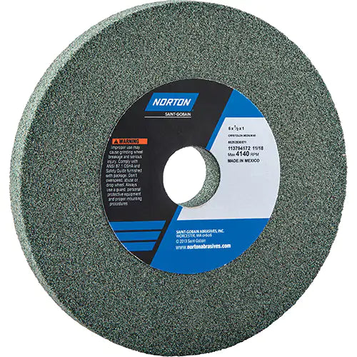 Gemini Crystolon Bench or Pedestal Grinding Wheel - Grade: Fine, Grit Number: 80, Wheel Diameter: 12 in