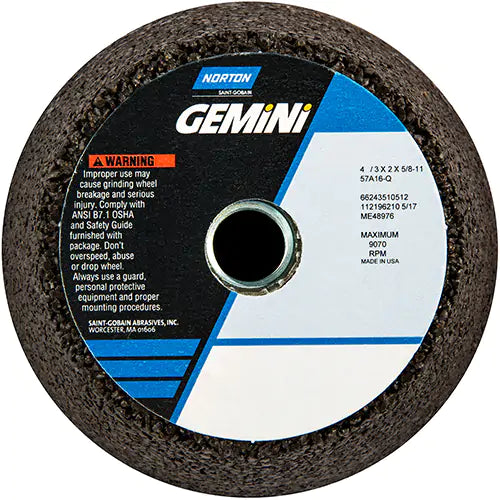 Gemini Tool & Cutter Grinding Wheel - Grade: Coarse, Grit Number: 16, Wheel Diameter: 4 in, Maximum RPM: 9070 RPM