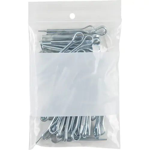 Sacs en poly avec espace blanc, Refermable, 4" x 3"x 2 mm, 100/pk