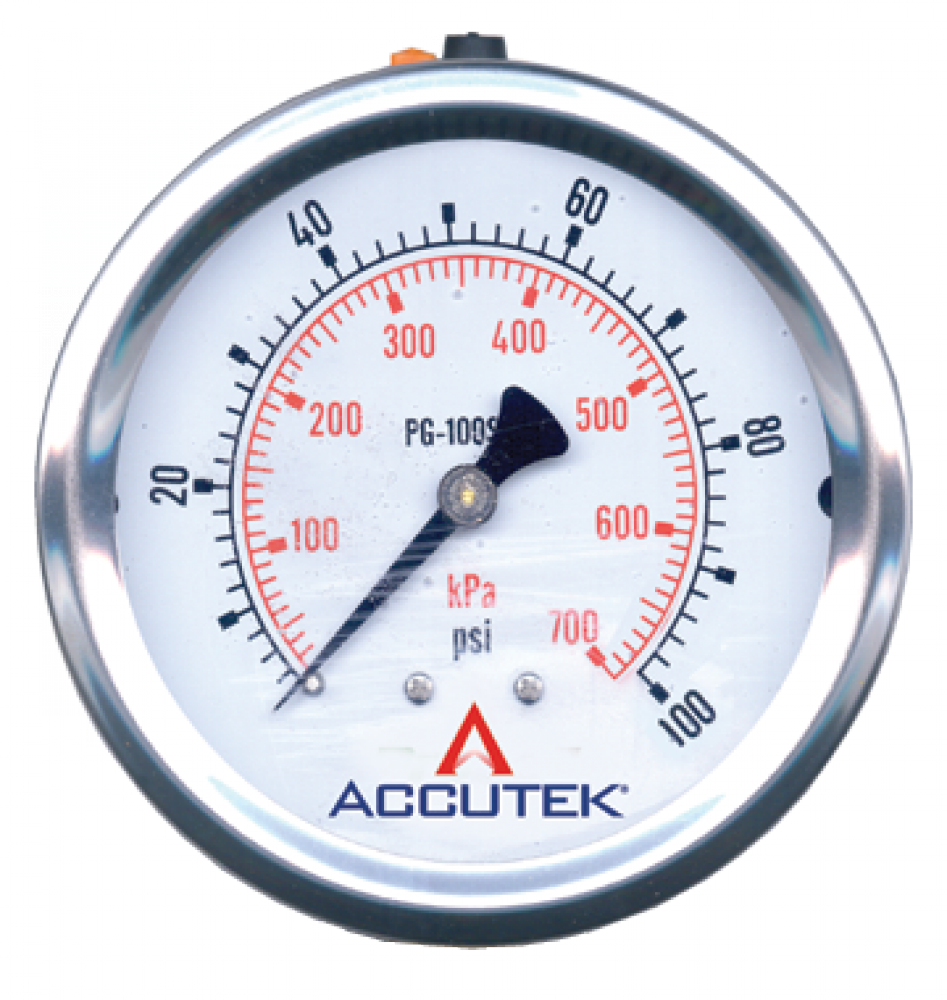 Liquid Filled Pressure Gauge With Center Back Mount & 2.5 Dial, 0-2000 PSI
