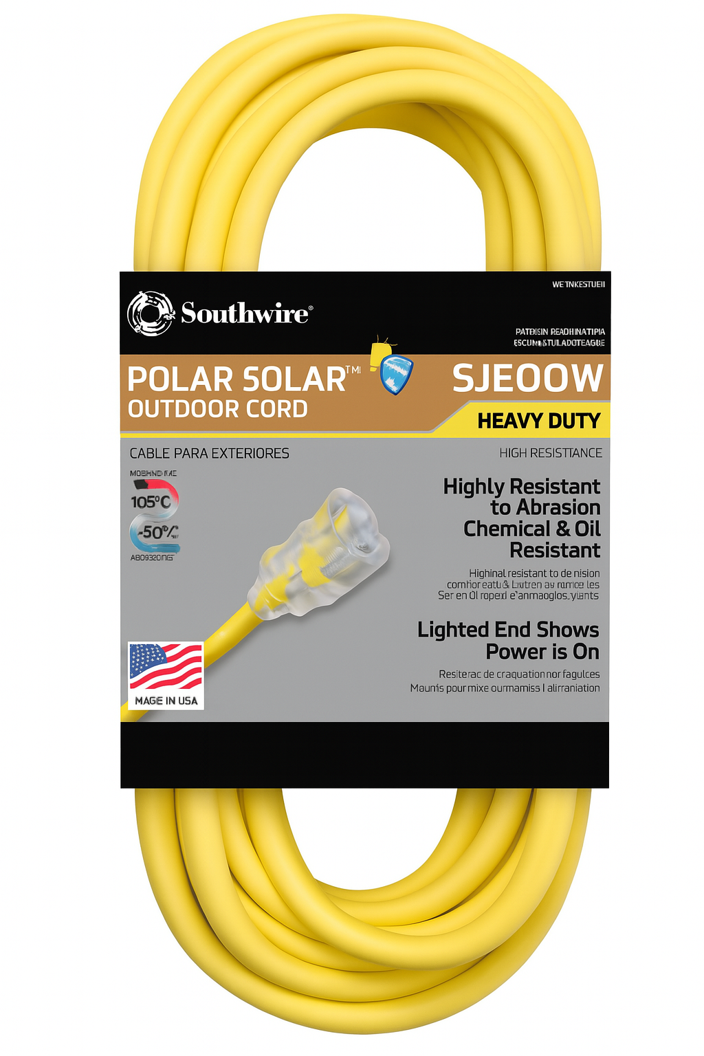 Extention 12/3 yellow 25' polar/solar
