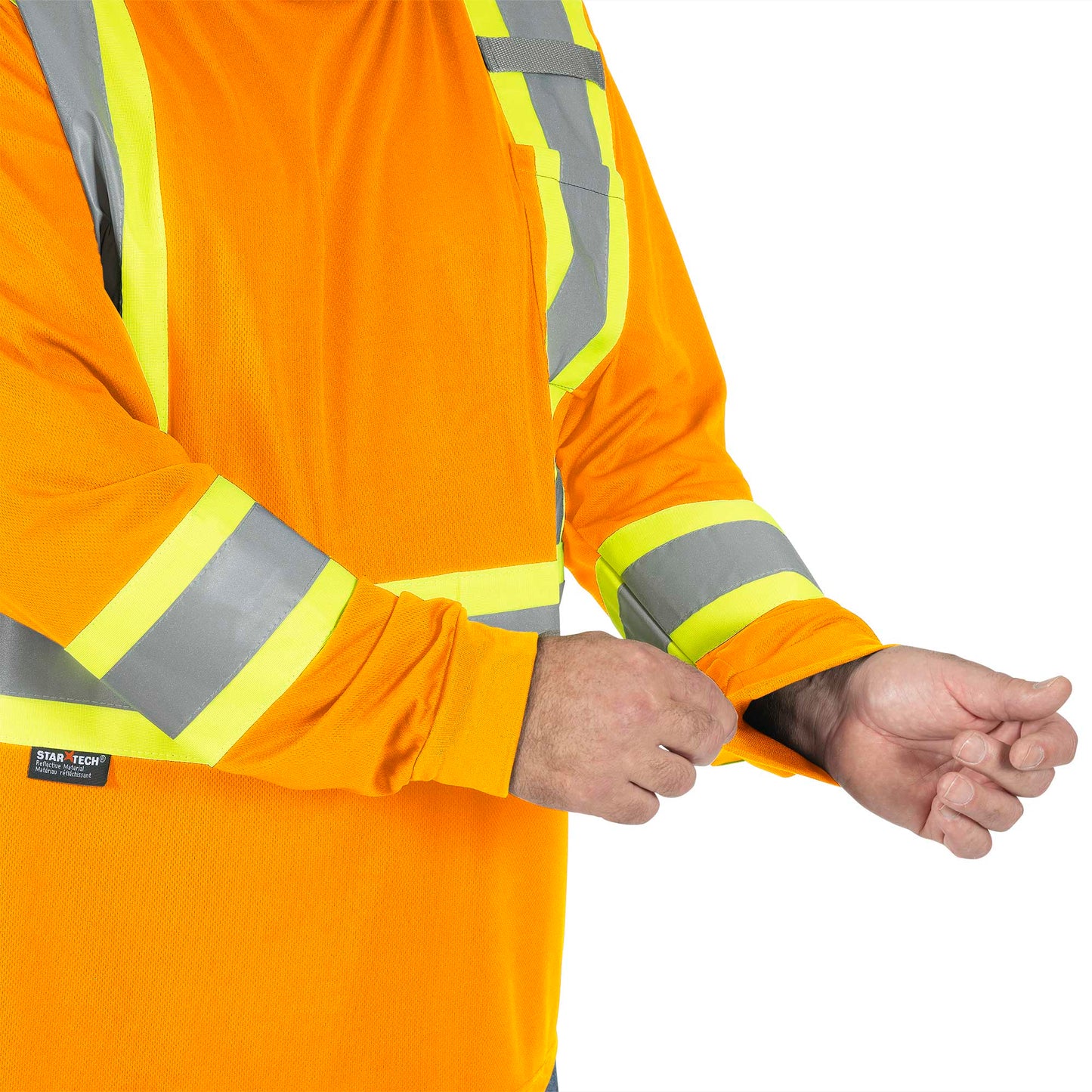 Chandail de sécurité à manches longues en polyester œil de perdrix, Orange, GR: S