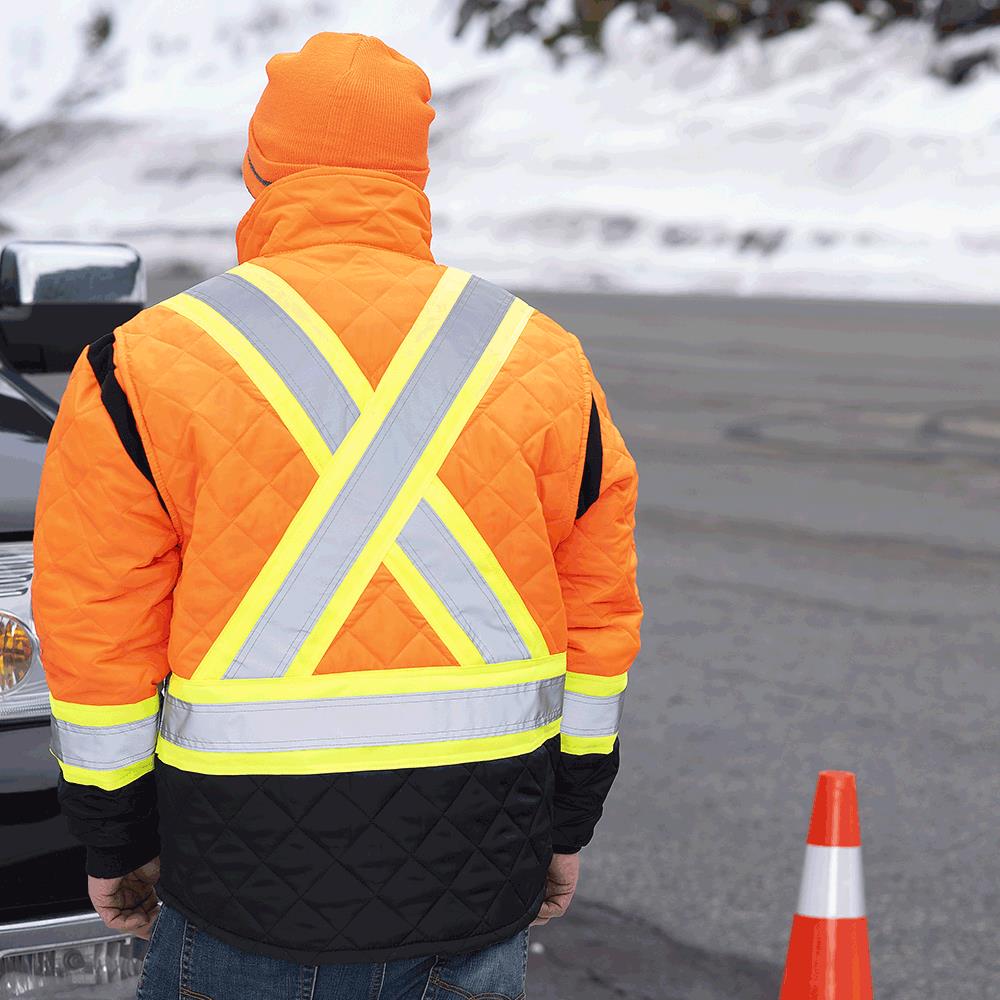 Veste matelassée haute visibilité pour congélateur, orange/noir, SZ : XL