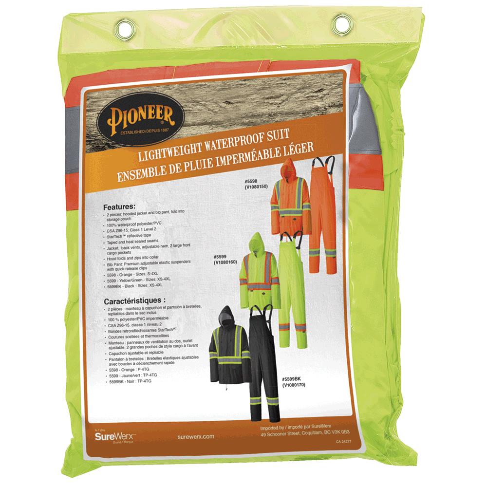 Combinaison de pluie légère et imperméable, jaune, SZ : 2XL