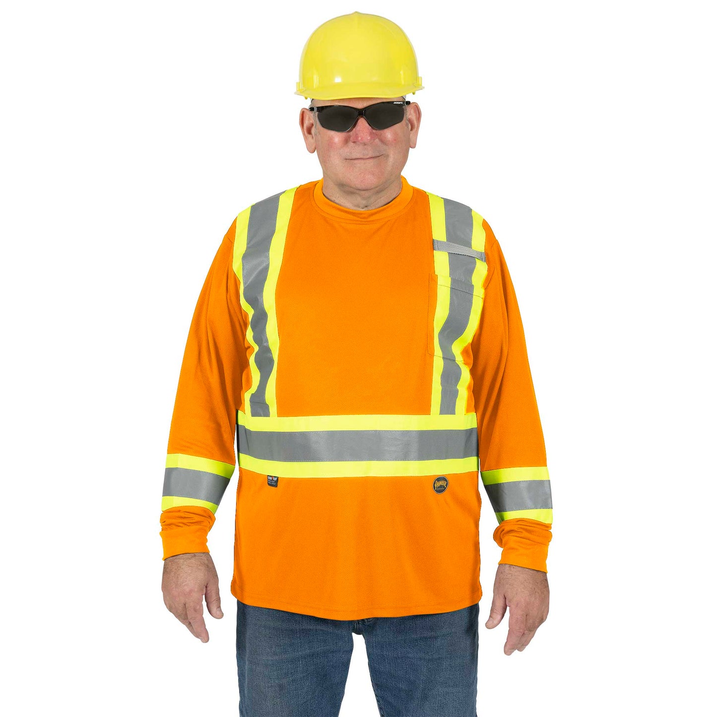Chandail de sécurité à manches longues en polyester œil de perdrix, Orange, GR: M