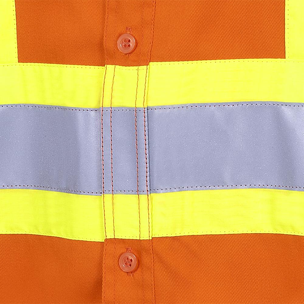 Ultra Cool Hi-Vis Cotton Long-Sleeved Safety Shirt, Cotton Twill, Orange, SZ: L