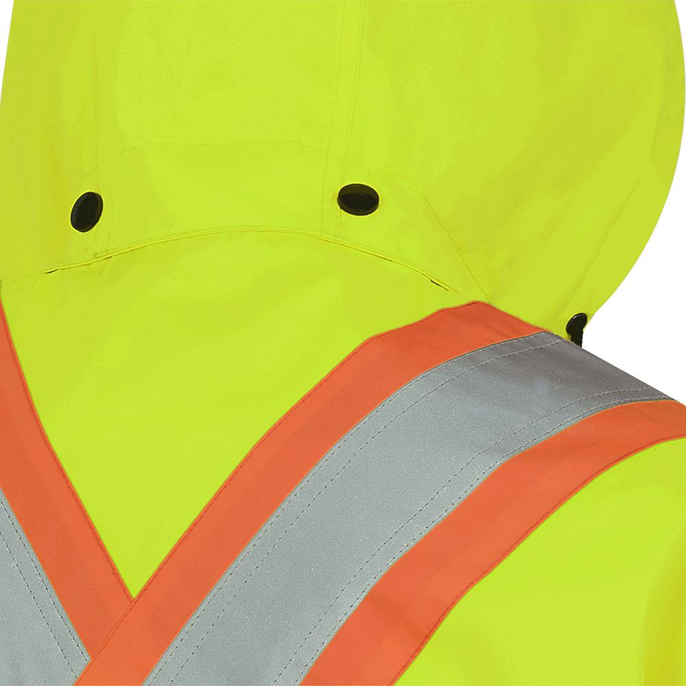 Veste de sécurité légère et imperméable avec capuche amovible, 150D, jaune, SZ : 5XL