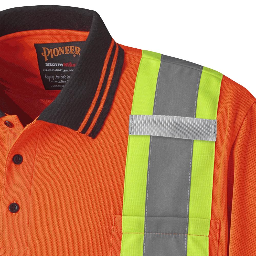 Chandail de sécurité style polo, poly œil de perdrix, orange, GR: L