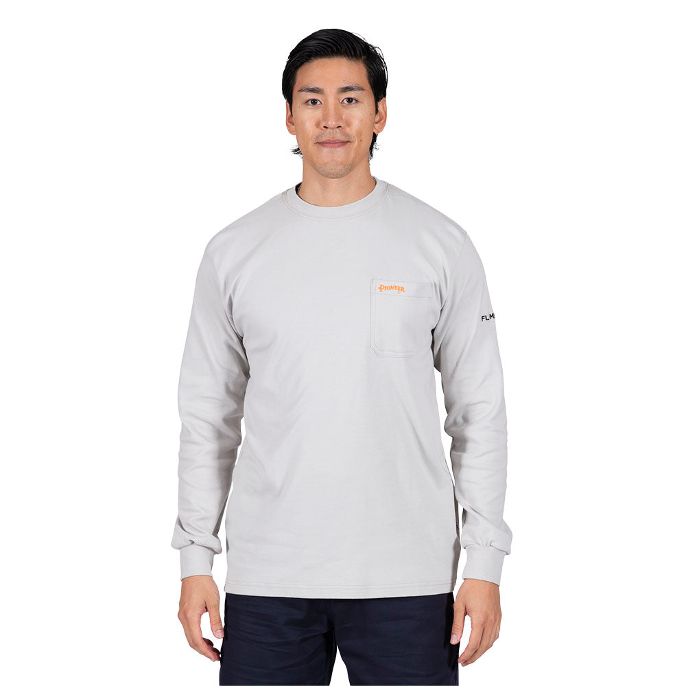 Chemise en coton à manches longues ignifuge, gris clair, SZ : 2XL