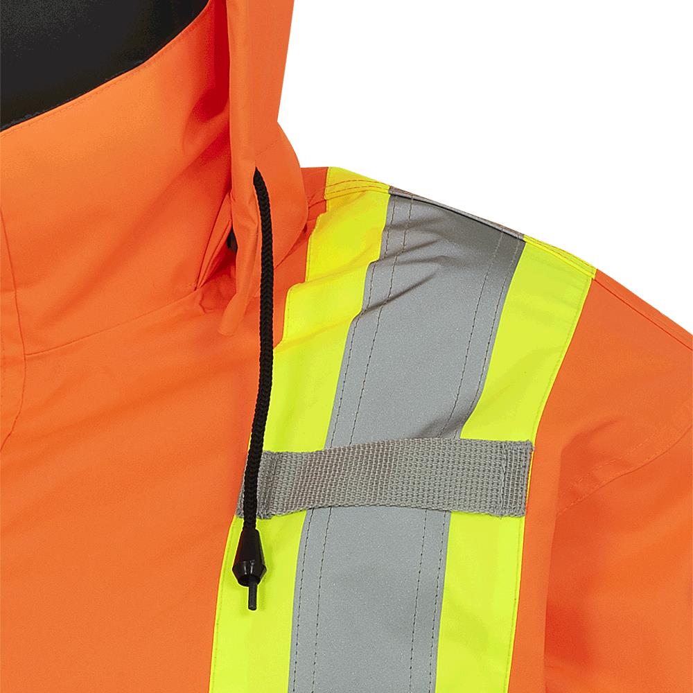 Veste de sécurité légère et imperméable avec capuche amovible, 150D, orange, SZ : 2XL