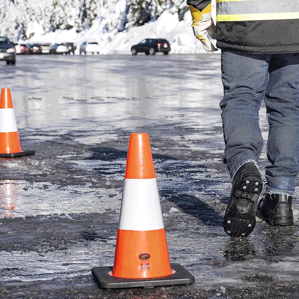 PVC Flexible Safety Cones, 18"(45cm), 6" Reflective Band, Orange