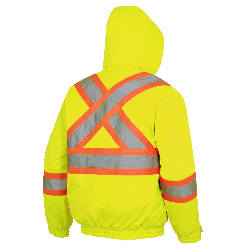 Hi-Viz Waterproof Winter Quilted Safety Bomber, 300D, Yellow, SZ: XL