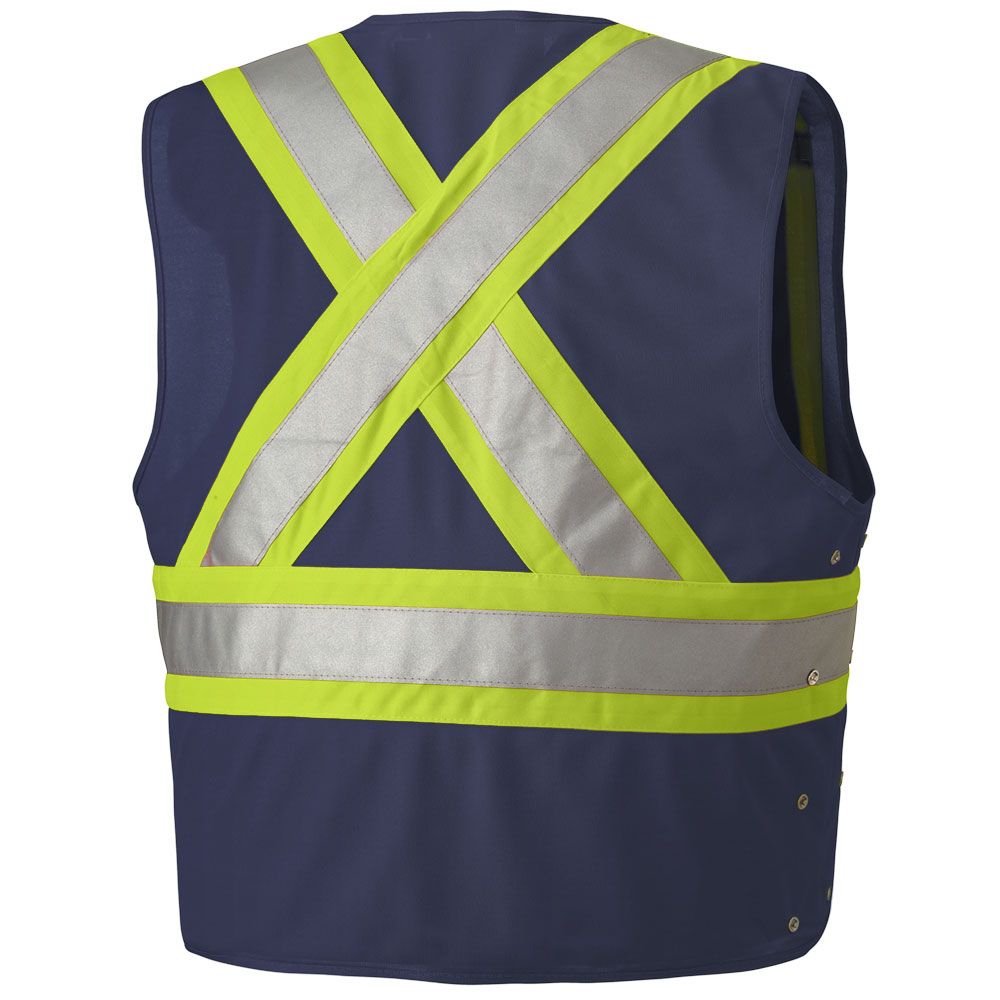 Veste de sécurité haute visibilité à côtés ajustables, Bleu Marine, GR: P/M