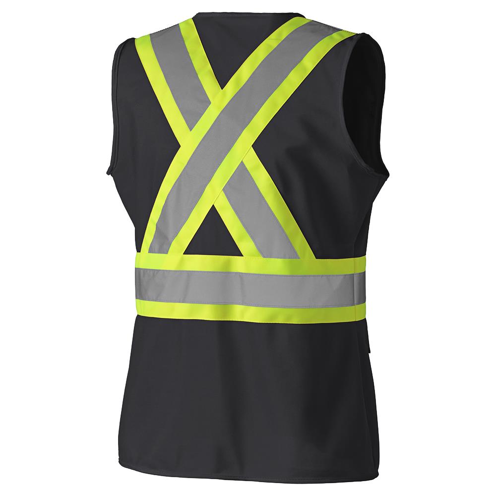 Veste de sécurité pour femmes, Tricot de Poly Interlock, Fermeture éclair, Noir, GR: M