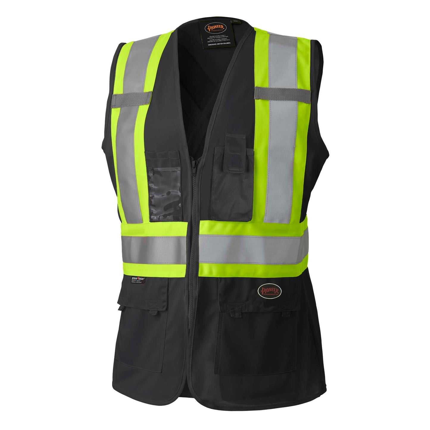 Veste de sécurité pour femmes, Tricot de Poly Interlock, Fermeture éclair, Noir, GR: M