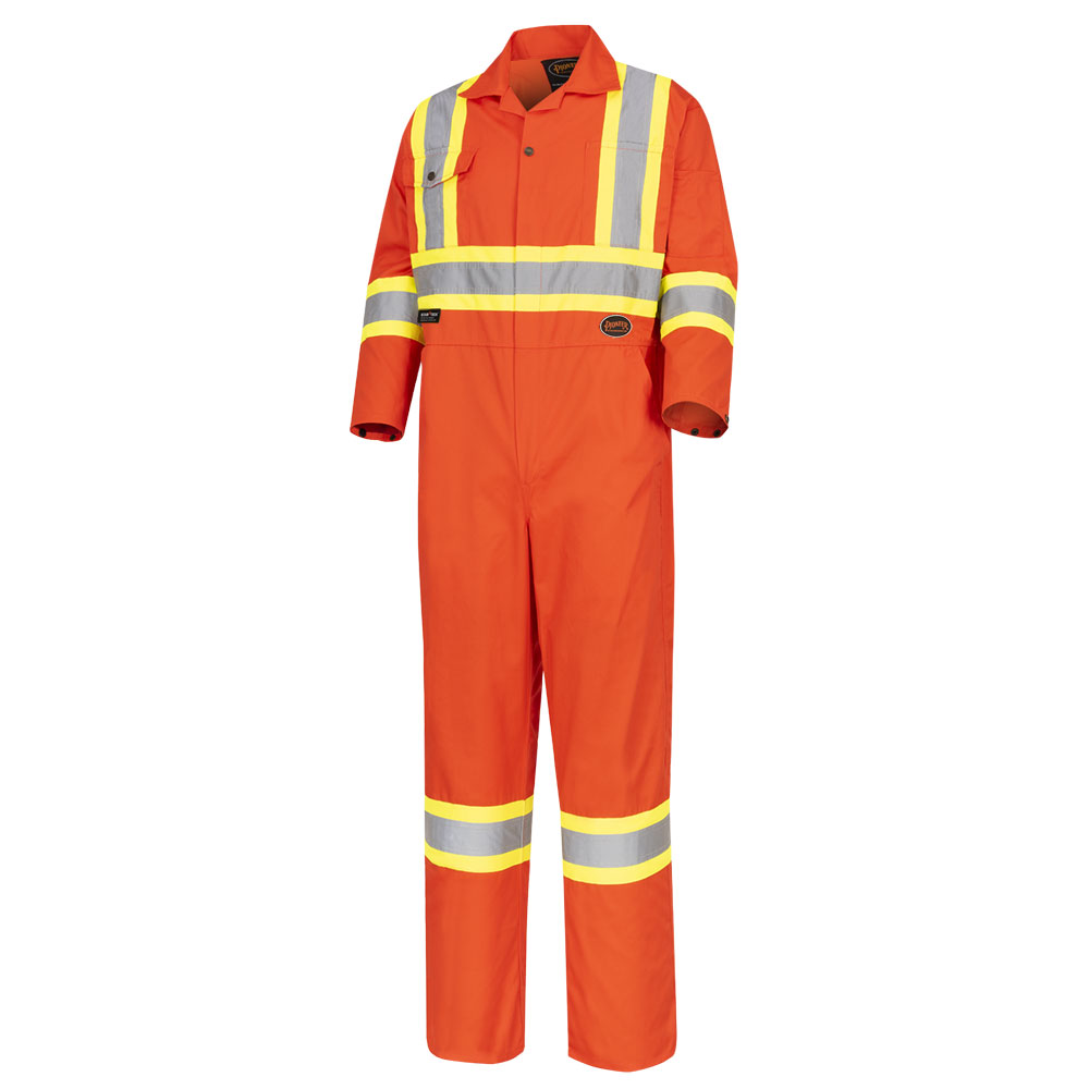 Safety Coverall, Polyester/Cotton, Orange, SZ: 64