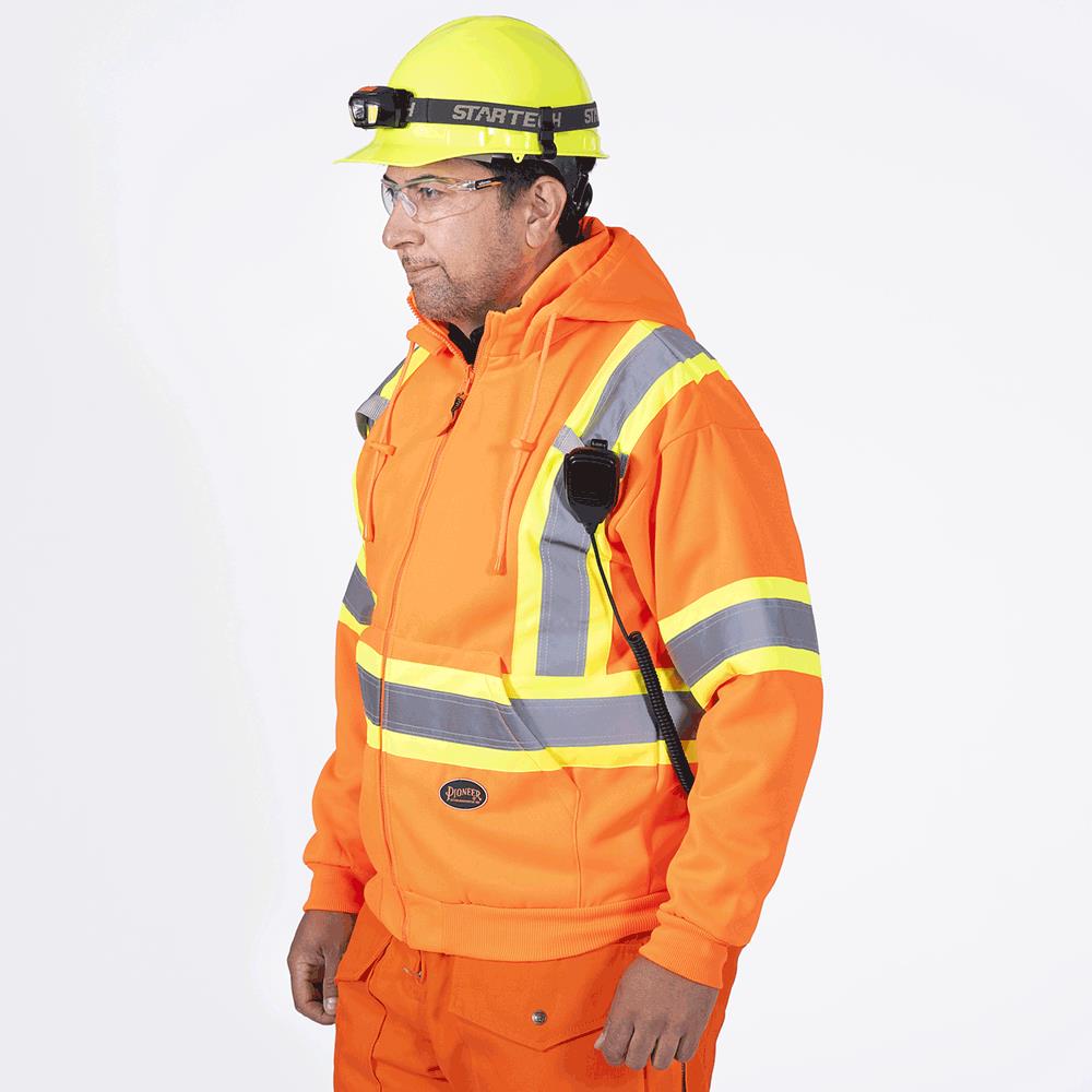 Hi-Viz Polyester Fleece Hoodie, Orange, SZ: 5XL