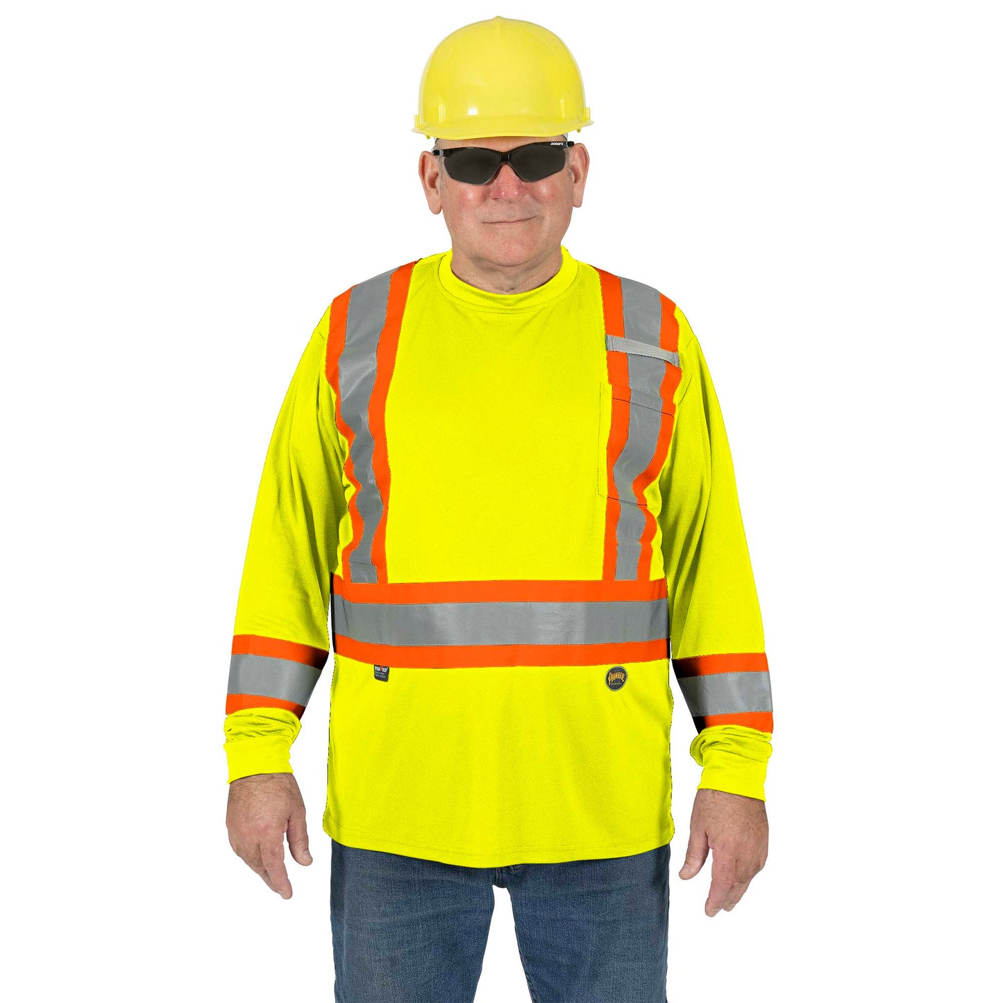 Chandail de sécurité à manches longues en polyester œil de perdrix, Jaune, GR: 2XL