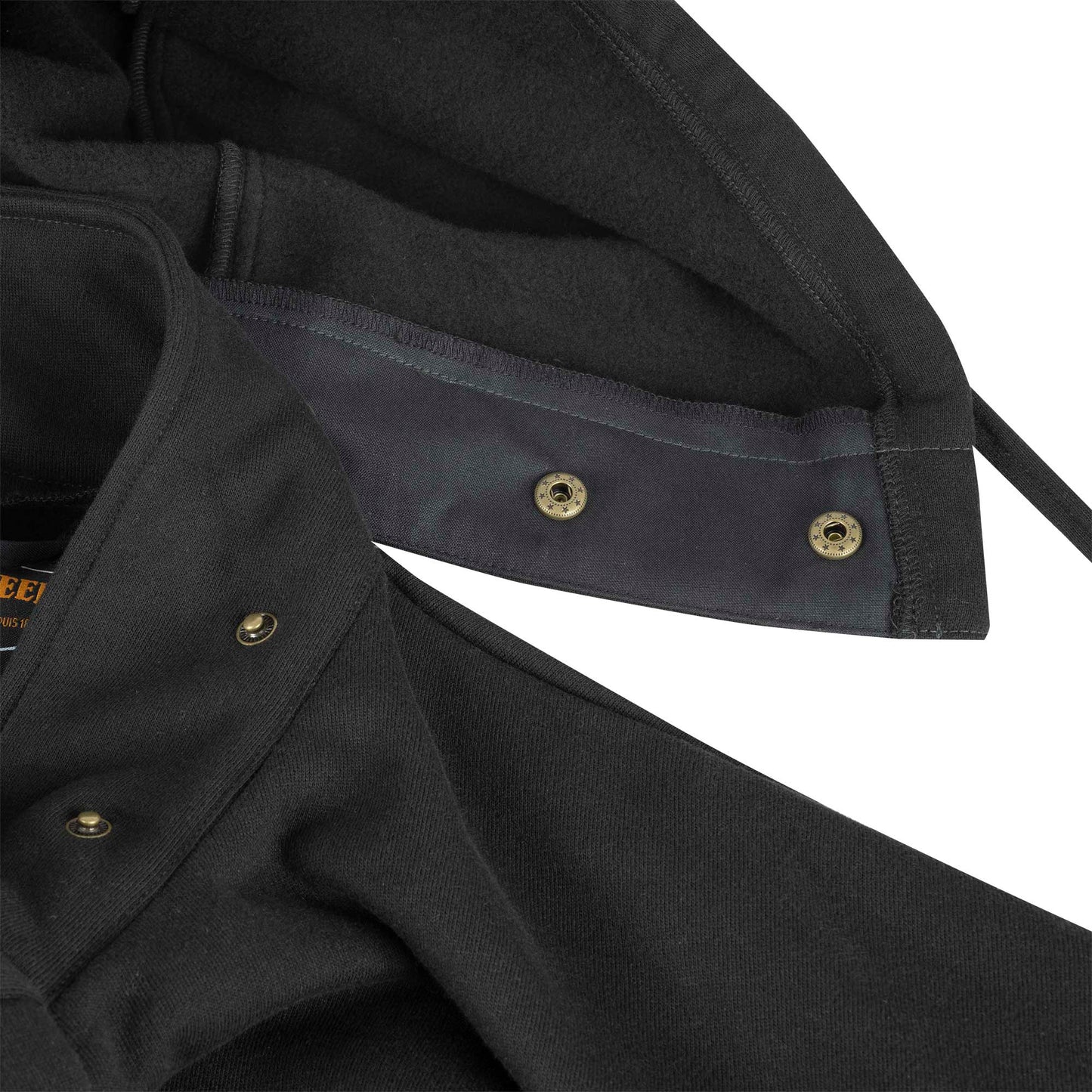 Sweat à capuche en coton épais avec fermeture éclair et ignifuge, noir, SZ : XL