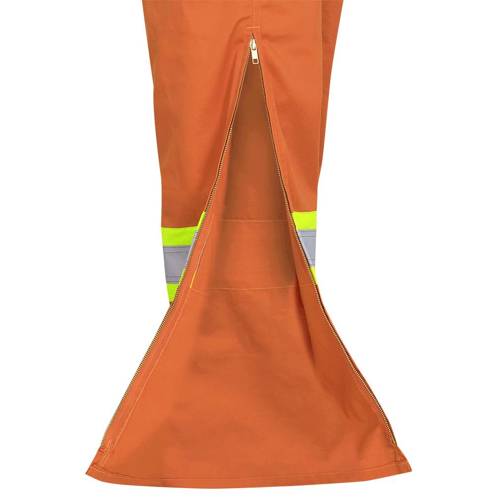 Safety Overalls, Polyester/Cotton, Leg Zippers, Orange, SZ: 38
