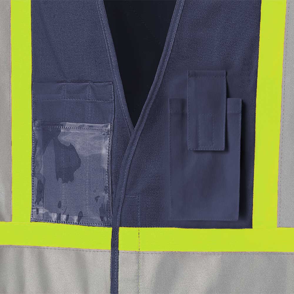 Veste de sécurité haute visibilité à côtés ajustables, Bleu Marine, GR: P/M